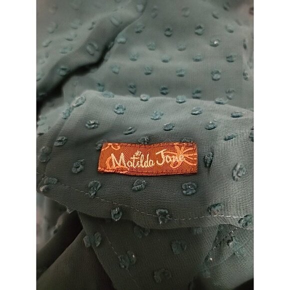 Matilda Jane Sheer Swiss dot 3/4 Balloon sleeve green top, Medium - Picture 10 of 10